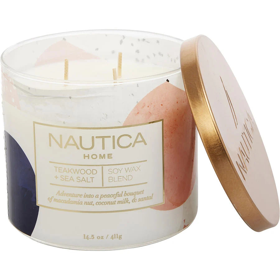 NAUTICA CANDLE TEAKWOOD AND SEA SALT 411G - (115620) - PerfumesOnline.Net