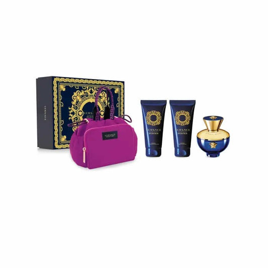 VERSACE DYLAN BLUE 3.4 EDP L + 3.4 S/G + 3.4 B/L + BAG  (126943) - PerfumesOnline.Net      