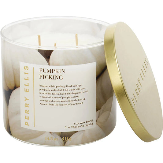 PERRY ELLIS PUMPKIN PICKING CANDLE 14.5 -  (119004) - PerfumesOnline.Net      